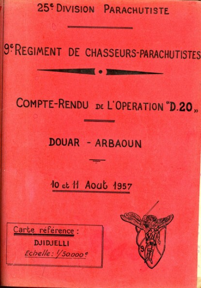 Le 9 août à 20 heures préparation de la phase héliportage du lendemain dans le cadre de l'opération D 20- DOUAR ARBAOUN 